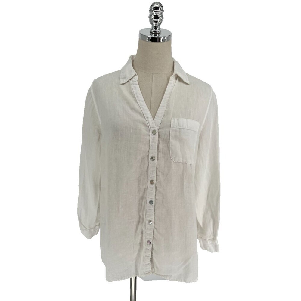 C&C California Tunic Button Down Shirt Women's Size Large Linen Coastal